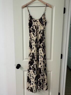 Zara Cowprint Maxi Slip Dress